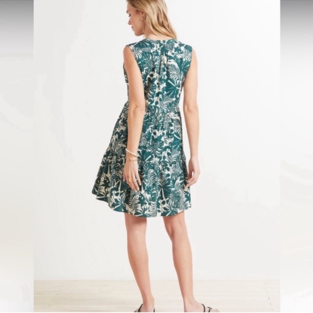 SUNDRY For Evereve The Everyday Dress Tiered Tropical Palm Leaf Green White Sz 2 - Picture 9 of 11